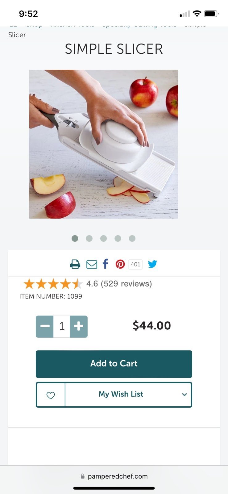Pampered Chef simple slicer NEW