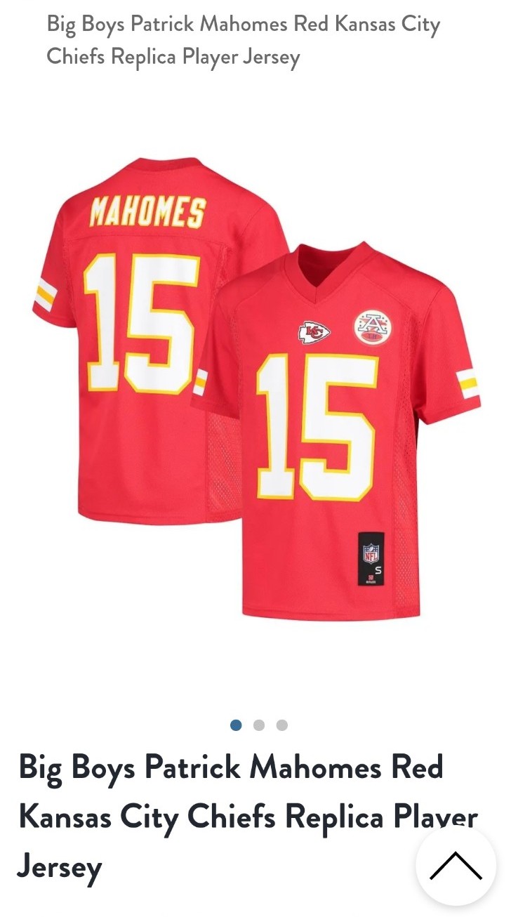 Big Boys Patrick Mahomes Red Kansas City Chiefs Replica Player Jersey, sz L