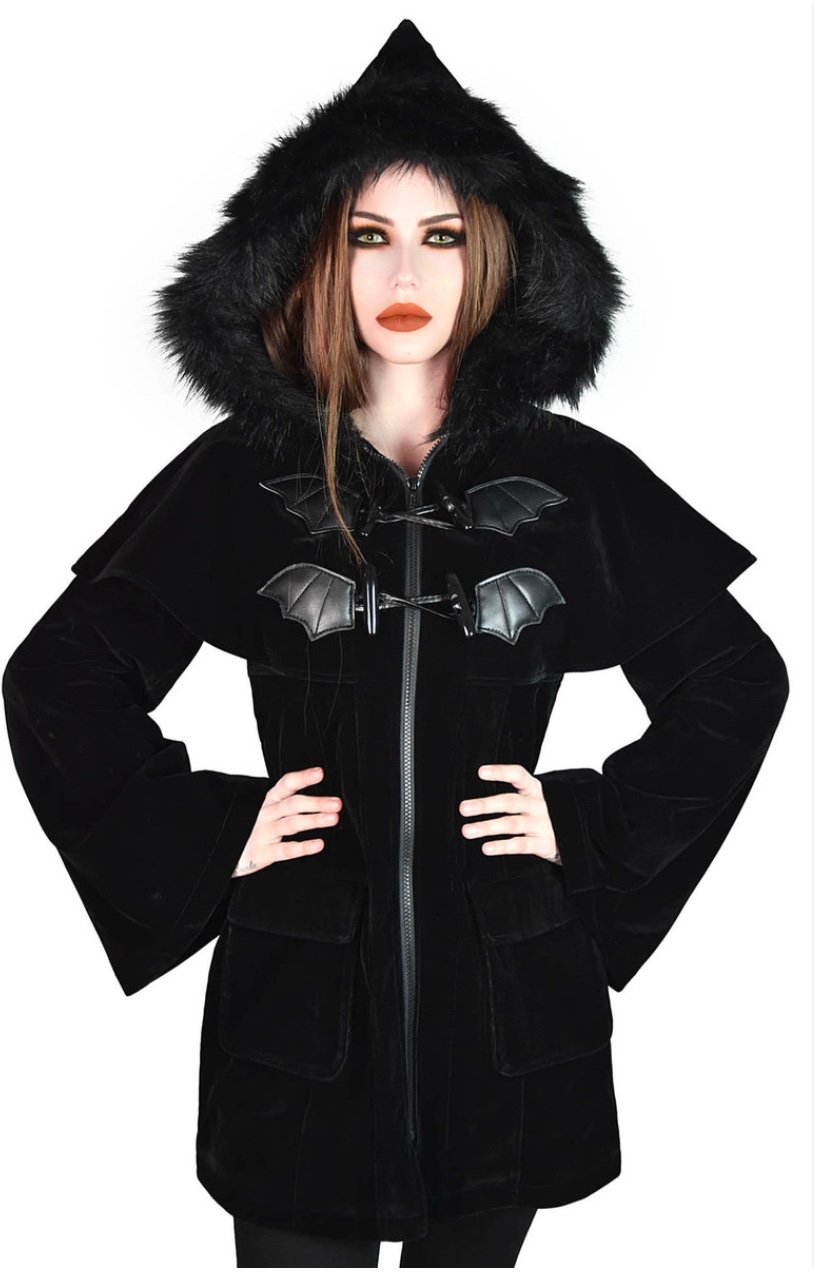 Killstar Nightfever Bat Duffle Coat