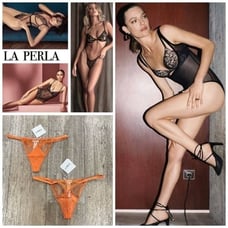 LA PERLA LACE THONG FLORAL LACE THONG ORANGE L