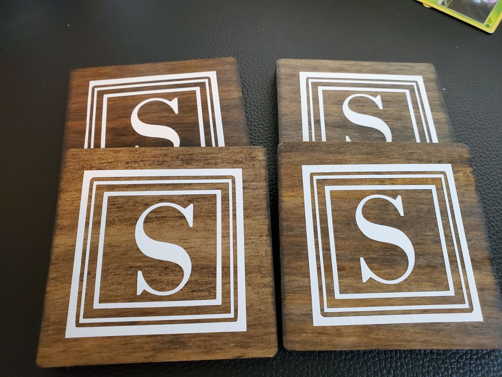 Custom Monogram 4 piece Coaster Set