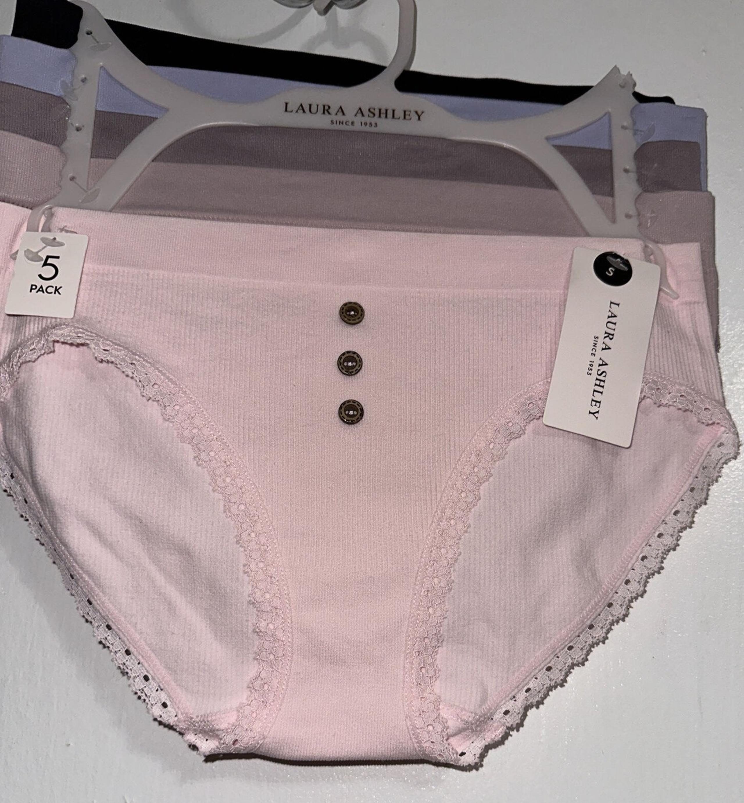 Laura Ashley 5 Pack Panties Brief Nylon Spandex Size Small New With Tags