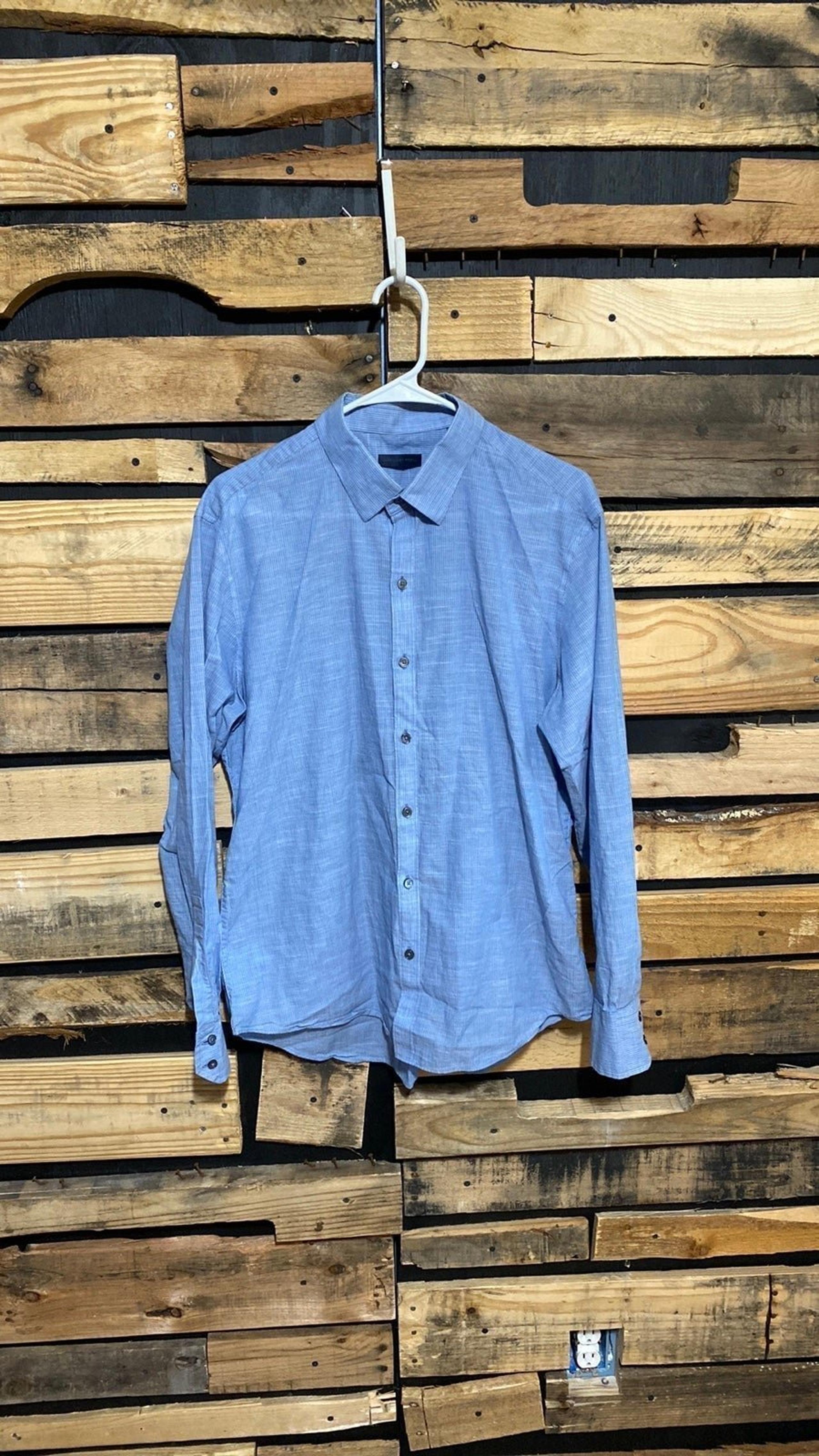 Zachary Prell Men's Blue Striped Button Down Long Sleeve Shirt Large