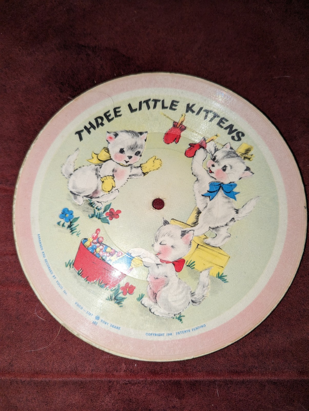 1948 Toby Deane rare 7 record picture disc children's songs 78 rpm decor