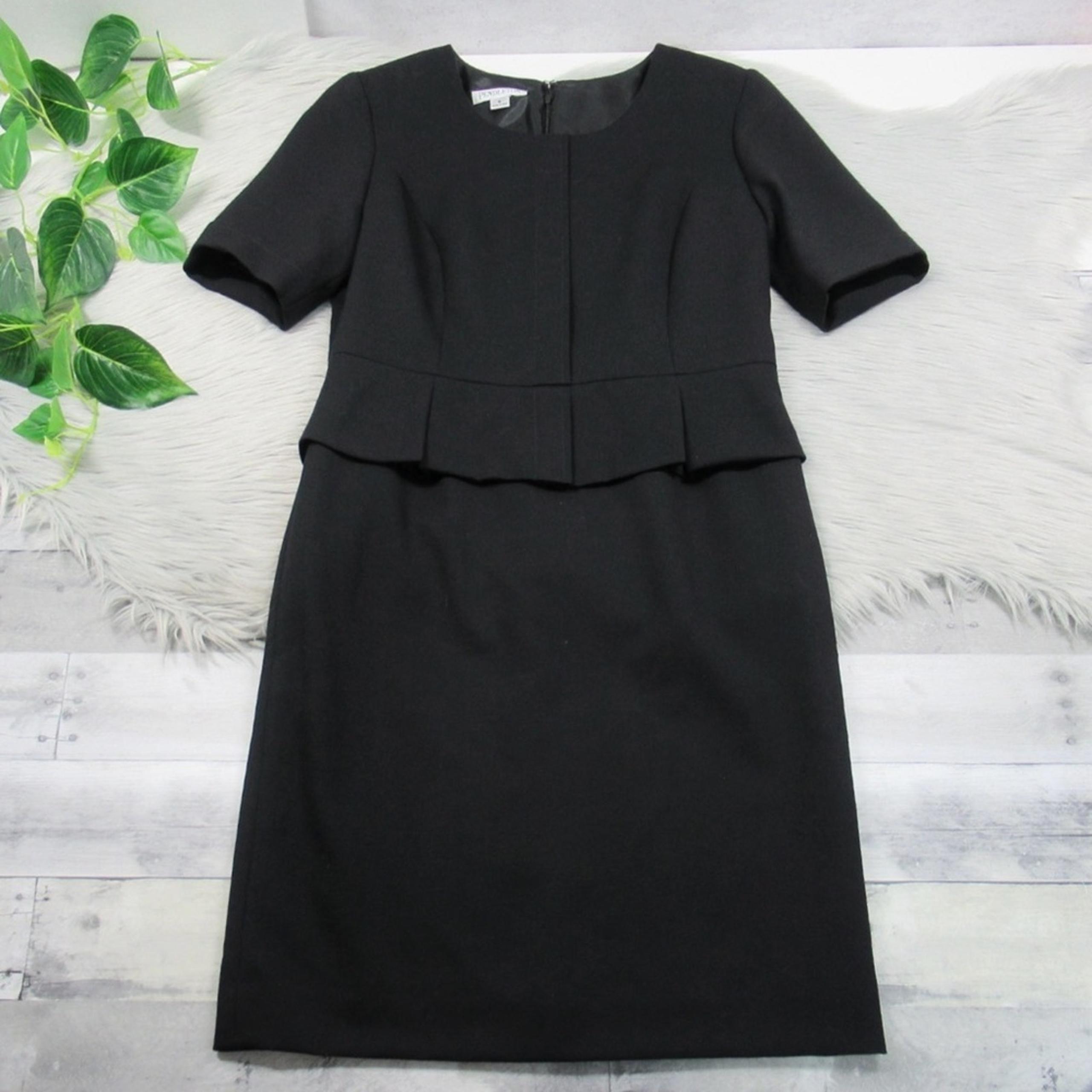 PENDLETON Millicent Wool Peplum Pencil Sheath Dress in Black Women's Size 6