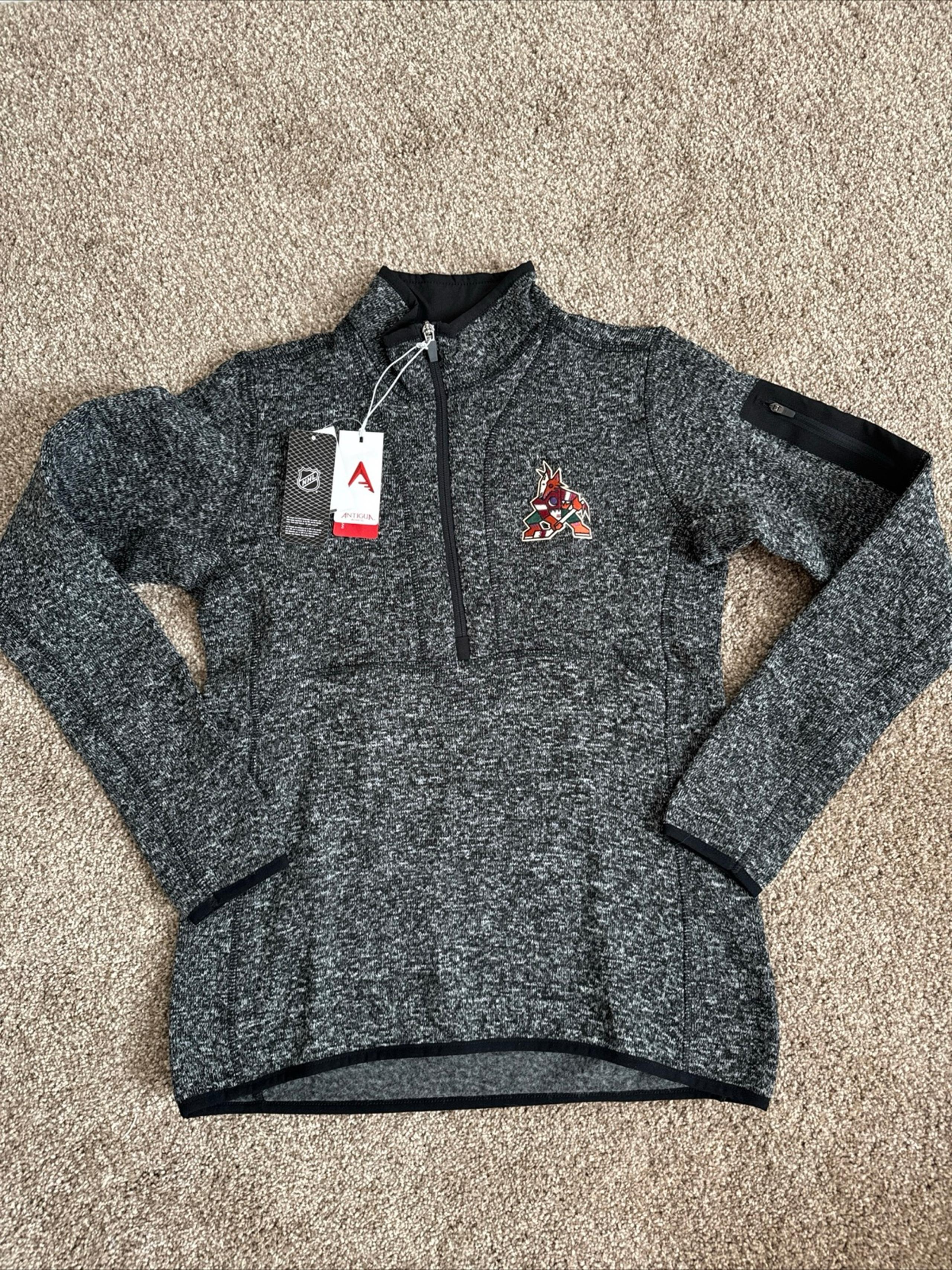 NWT Phoenix Coyotes Antigua Fortune 1/4 Zip Pullover Womens S Heathered Gray