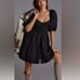 Anthropologie Maeve Puff Sleeve Sweetheart Mini Dress Black Size Medium NWT
