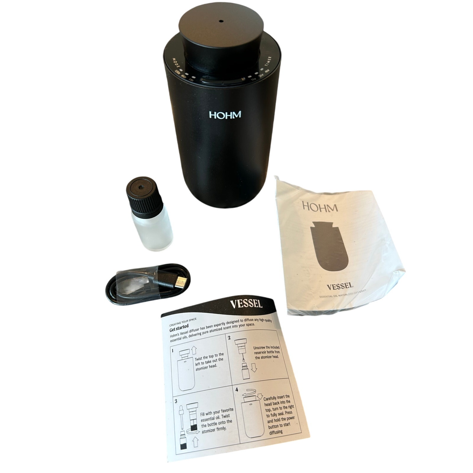 BLACK NIB HOHM Essential Oil Diffuser Portable & Waterless Vessel Atomizer