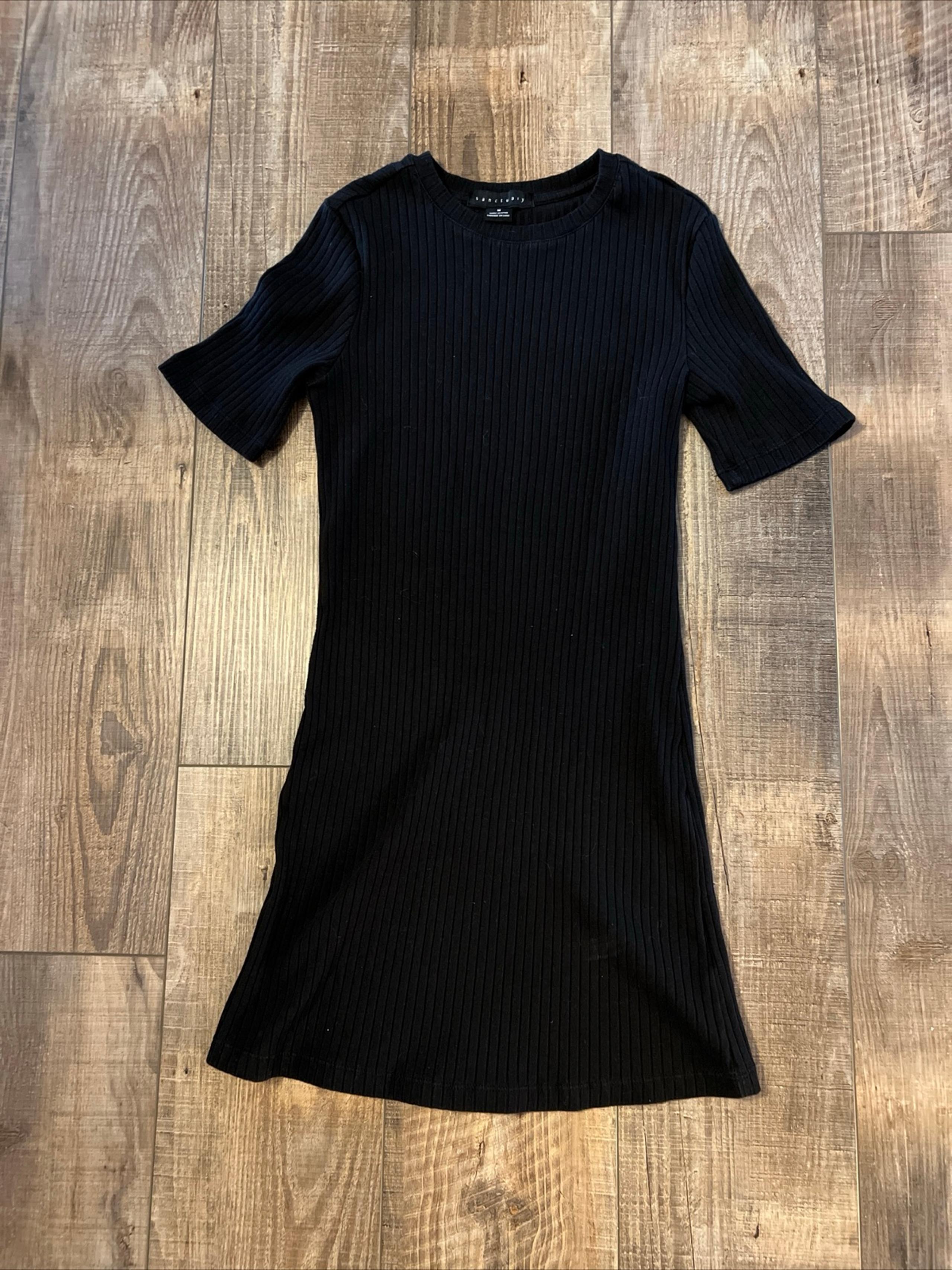 Sanctuary Act Natural Black Ribbed Bodycon Mini Dress Medium EUC