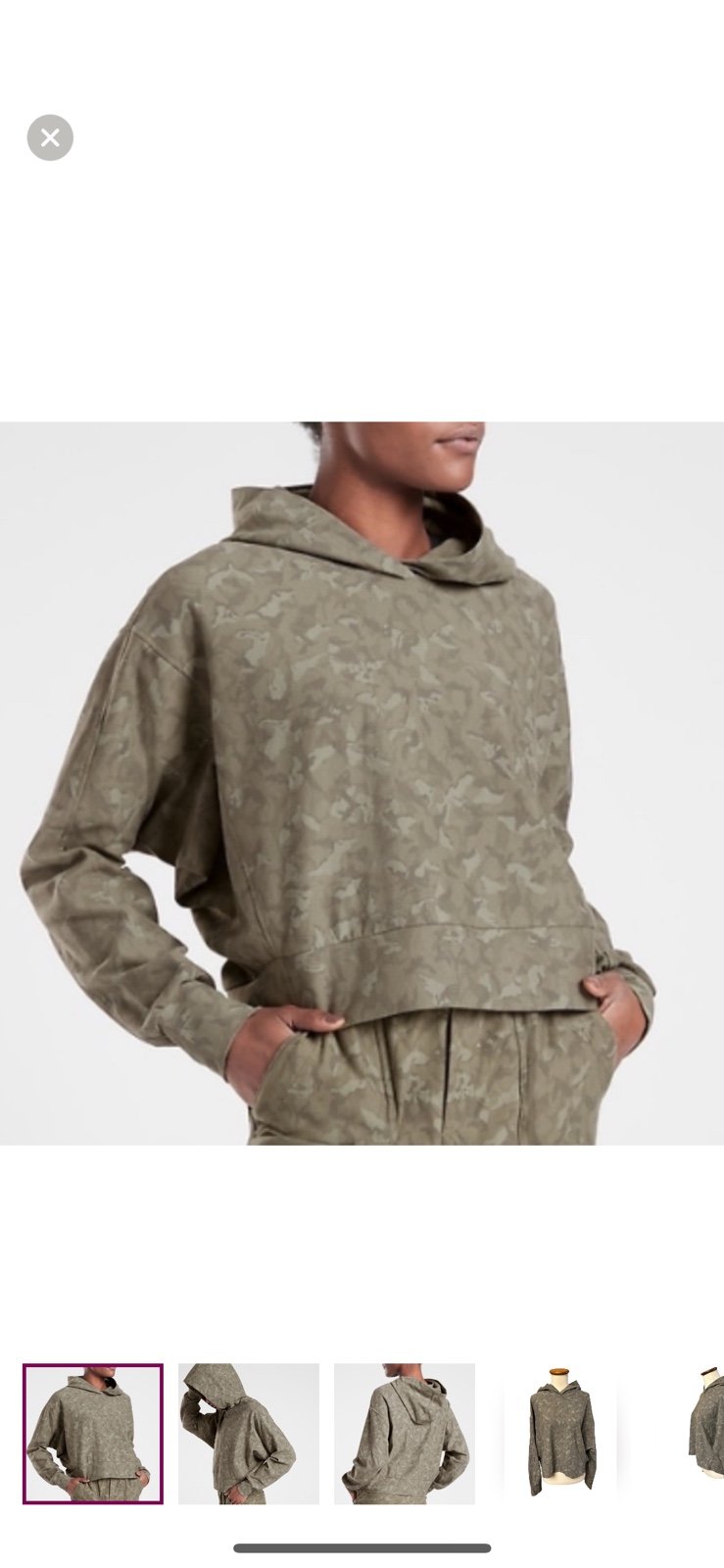 ATHLETA ‘Farallon’ Printed Sweatshirt in Stratum Camo Laurel Olive 98