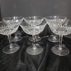 Vintage Pasco Germany Beautiful Pattern Champagne Glasses Hexagonal Stem