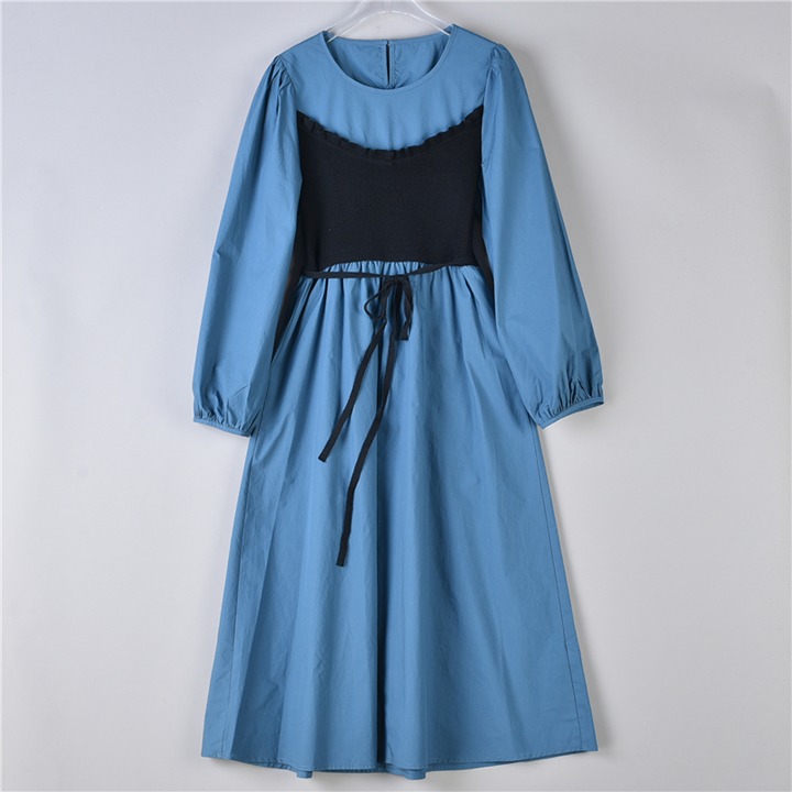Long-sleeved dress with waist and slim fit, spring and autumn new style elegant