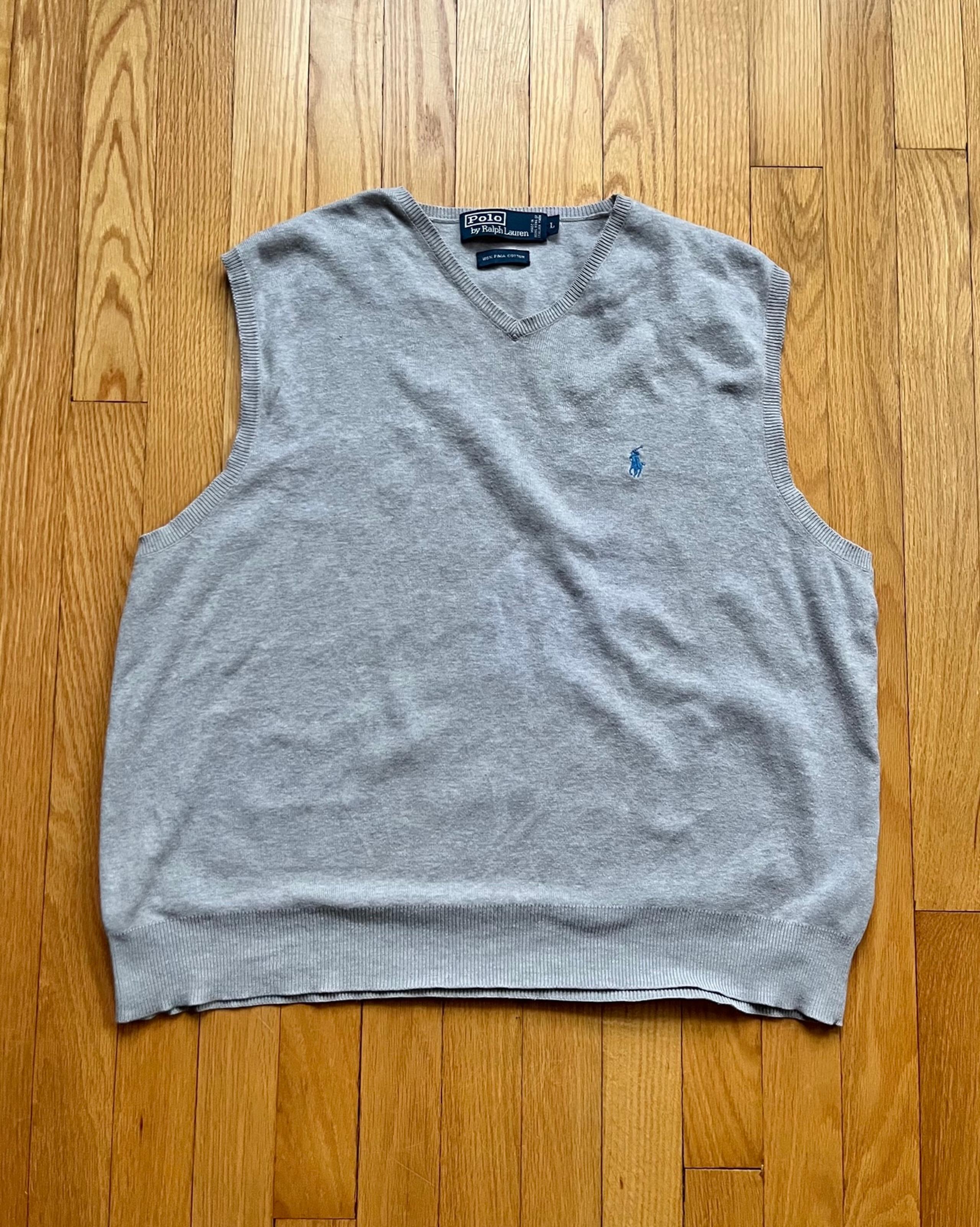 Polo Ralph Lauren Men’s 100% Pima Cotton Sweater Vest Large Gray Solid