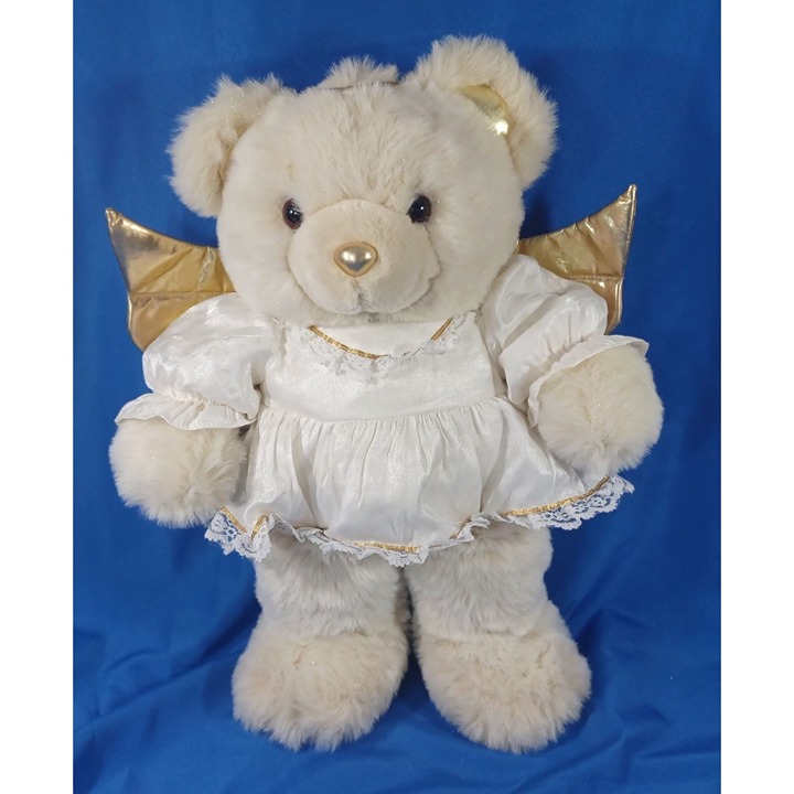 New Vintage 24 JC Penney Jumbo Angel Teddy Bear Gold Lamé Wings & Sparkle Fur