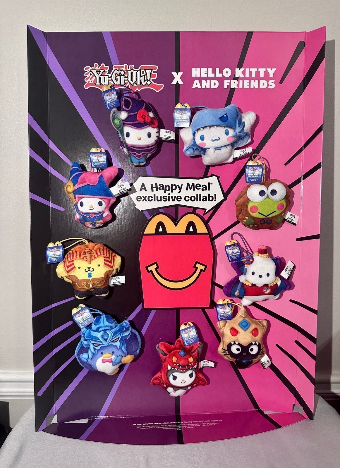 2024 McDonalds Yu-Gi-Oh! X Hello Kitty and Friends Display with all 9 plush