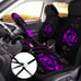 15 Pieces Polyester Fabric Purple Rose Art Flower Car Seat Cover Full Set