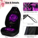 15 Pieces Polyester Fabric Purple Rose Art Flower Car Seat Cover Full Set