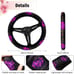 15 Pieces Polyester Fabric Purple Rose Art Flower Car Seat Cover Full Set