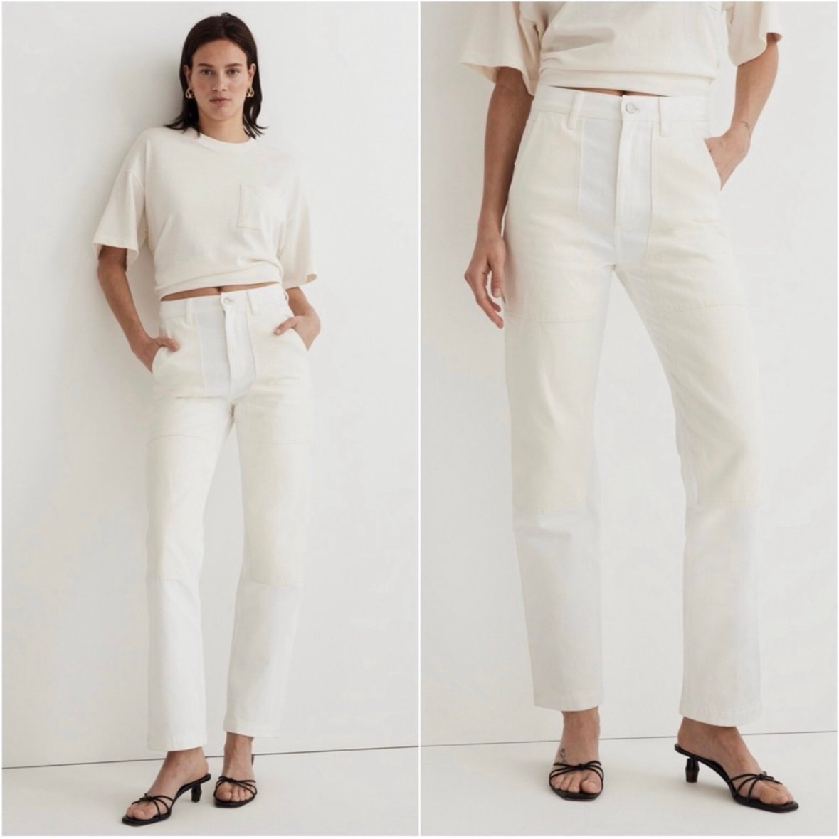 Madewell Jeans The '90s Straight: Two-Tone Workwear Edition White 30 NWT New