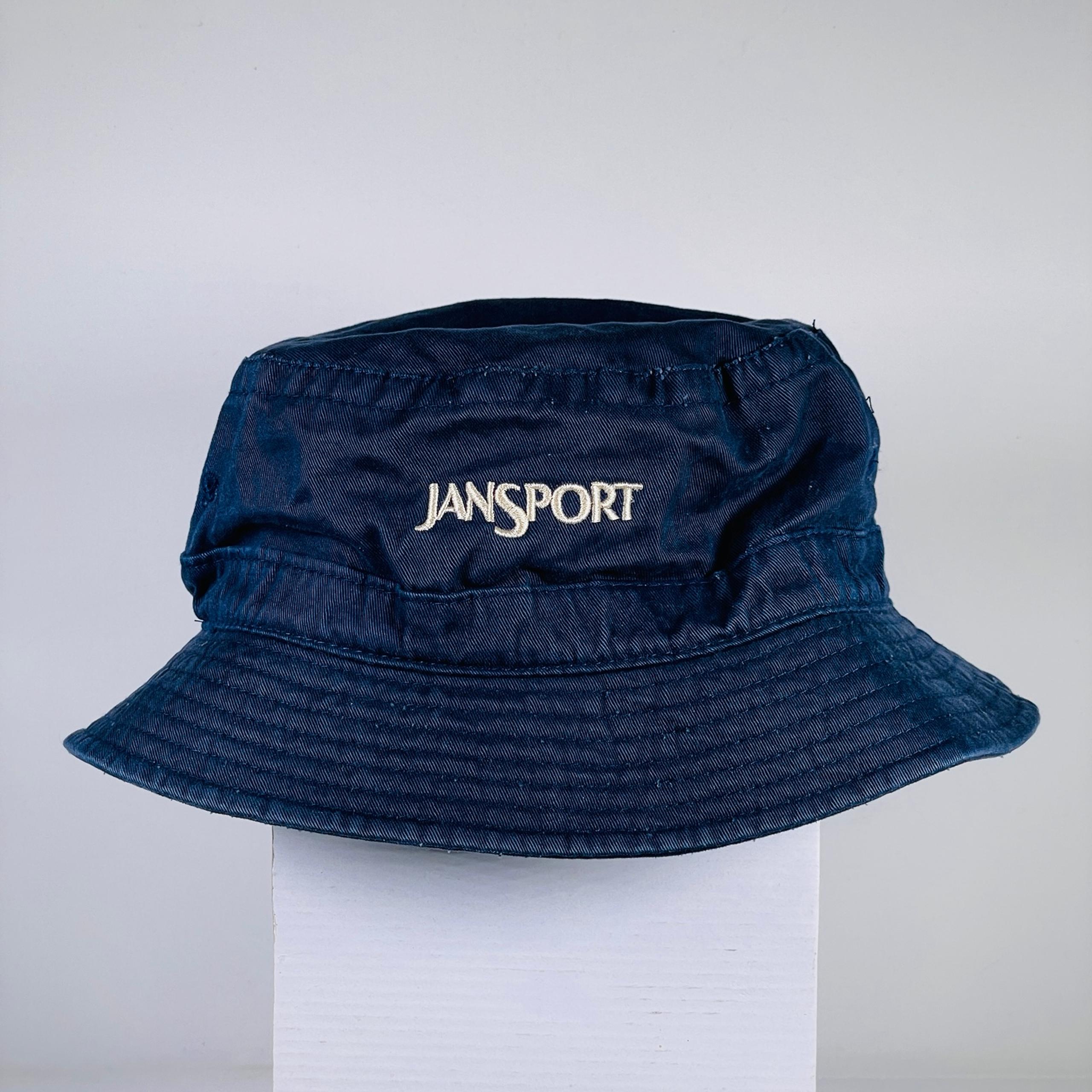 Vintage Jansport One Size Bucket Hat Stonewash Blue 90s Made In Hong Kong