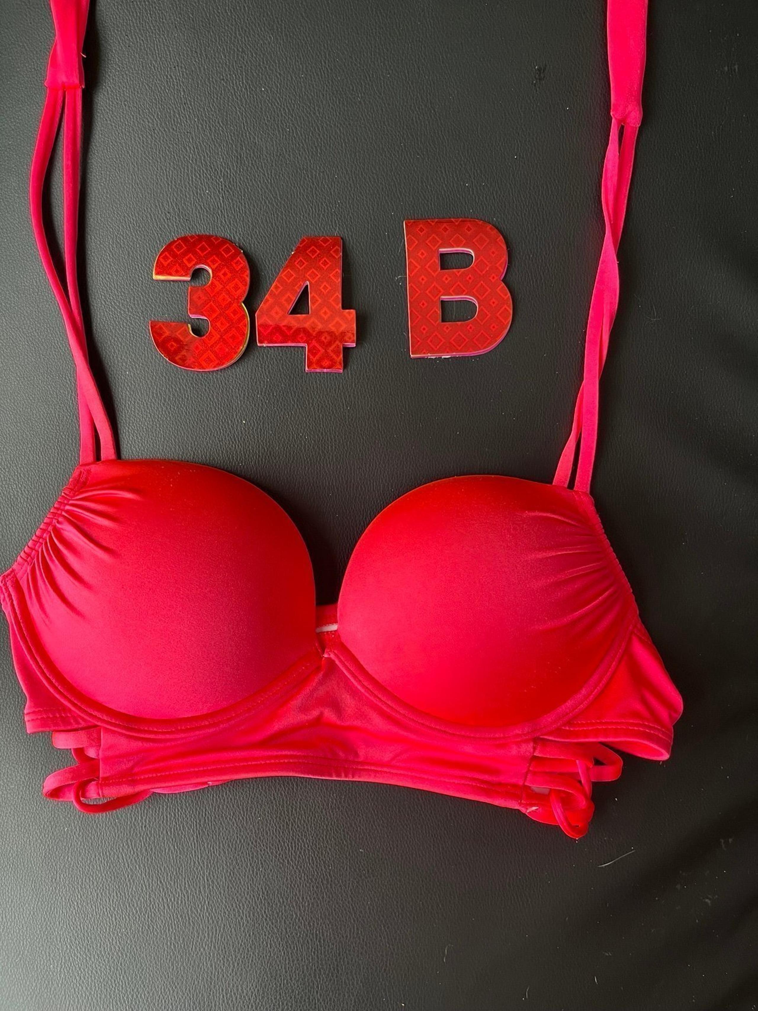 34B Victoria Secret longline bombshell bikini swim bathing suit top adds 2 cups