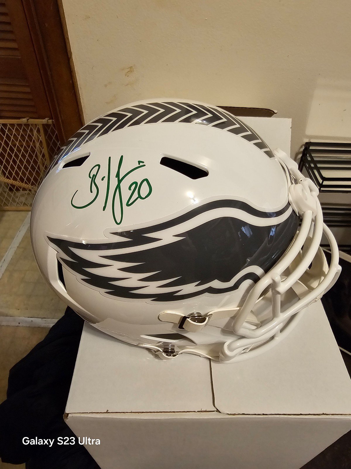 Eagles Brian Dawkins Signed Salute To Service III F/S Speed Rep Helmet BAS Wit