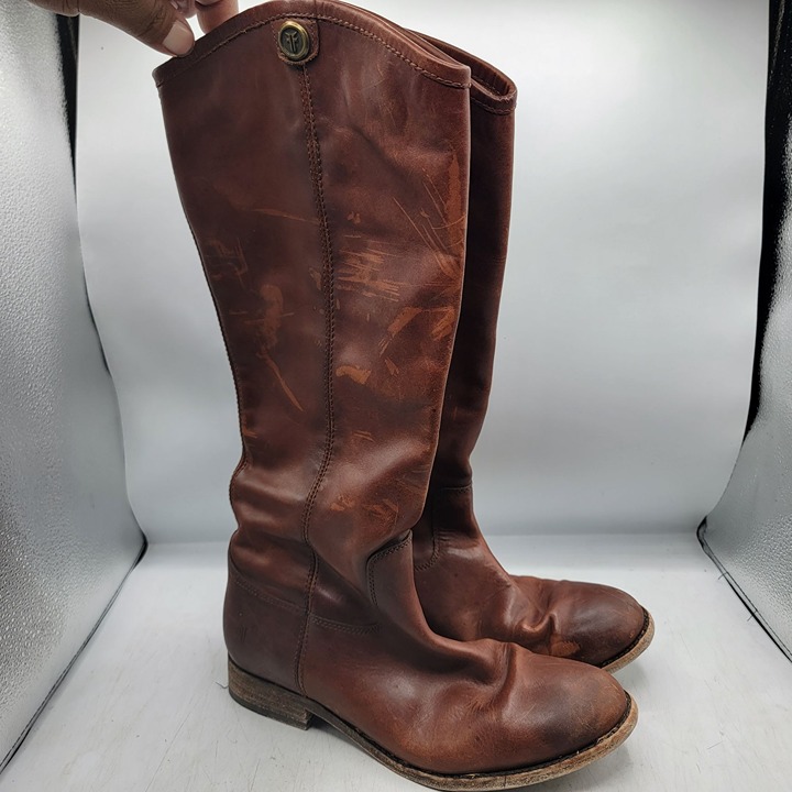 Frye Melissa Button 2 Womens 7.5 B Brown Leather Riding Boots Outdoors 4015