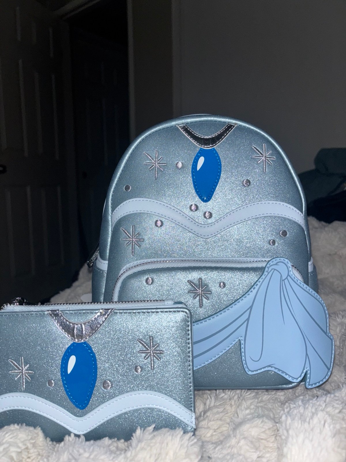 Loungefly Disney The Princess & the Frog Tiana Blue Gown Mini Backpack & wallet