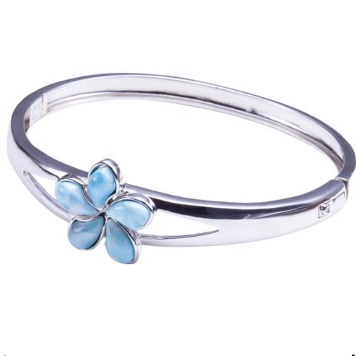 20mm plumeria larimar open bangle