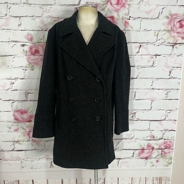Lane Bryant dark gray button down pea coat