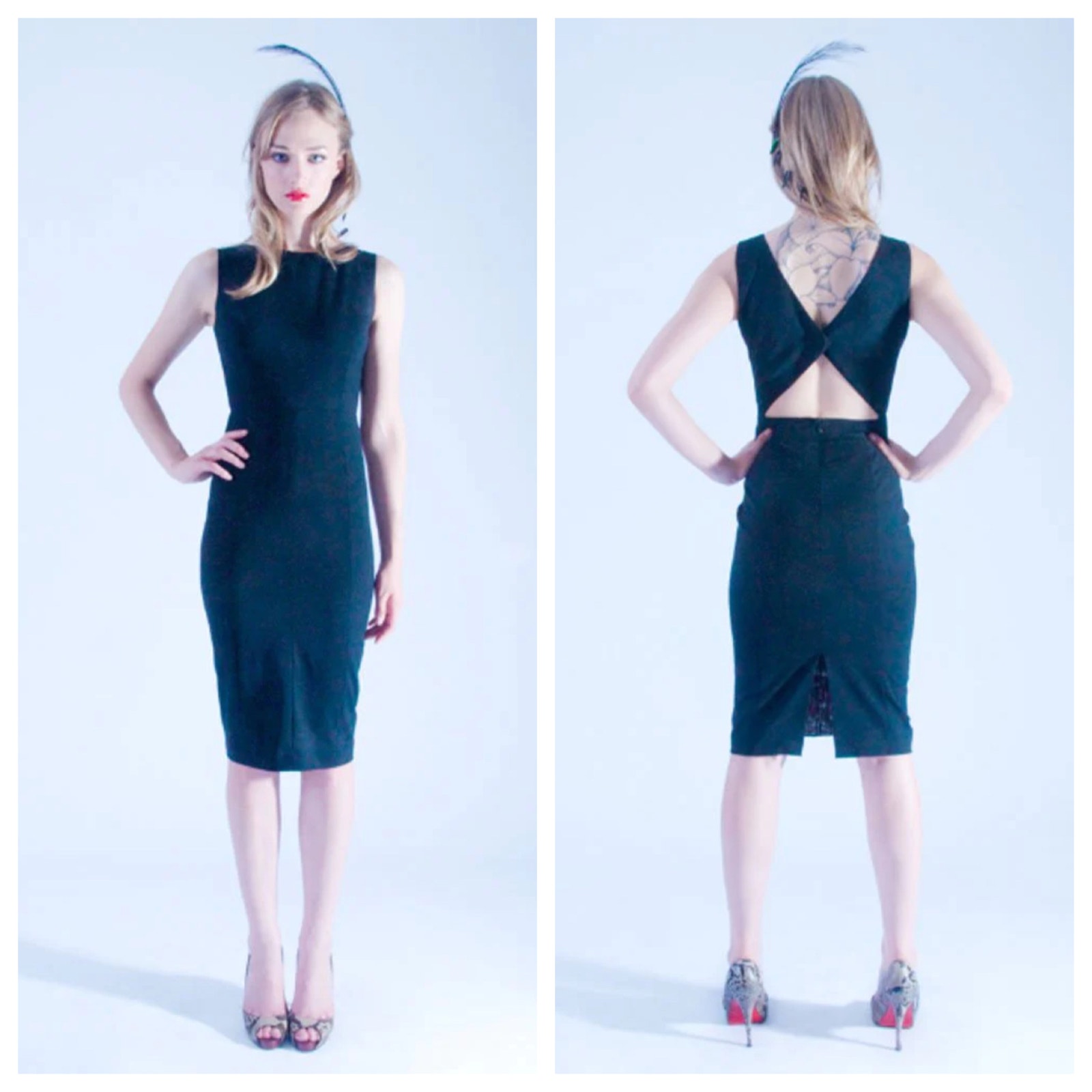 L'Ecole des Femmes Cut Out Back LBD Sheath Dress - Black - 4