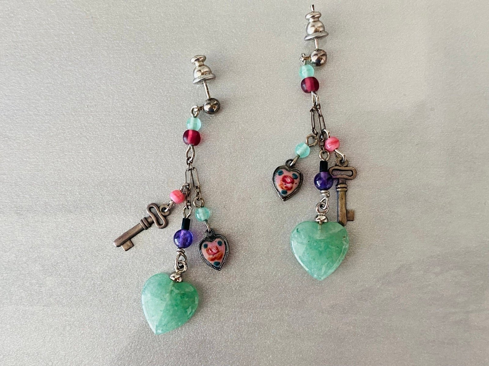 Romantic and Lovely Key-To-My-Heart Gemstone Earrings