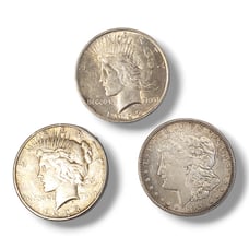 1921 1922 & 1923 Silver One Morgan Peace Dollar Coins Mixed Lot of 3 Circulated