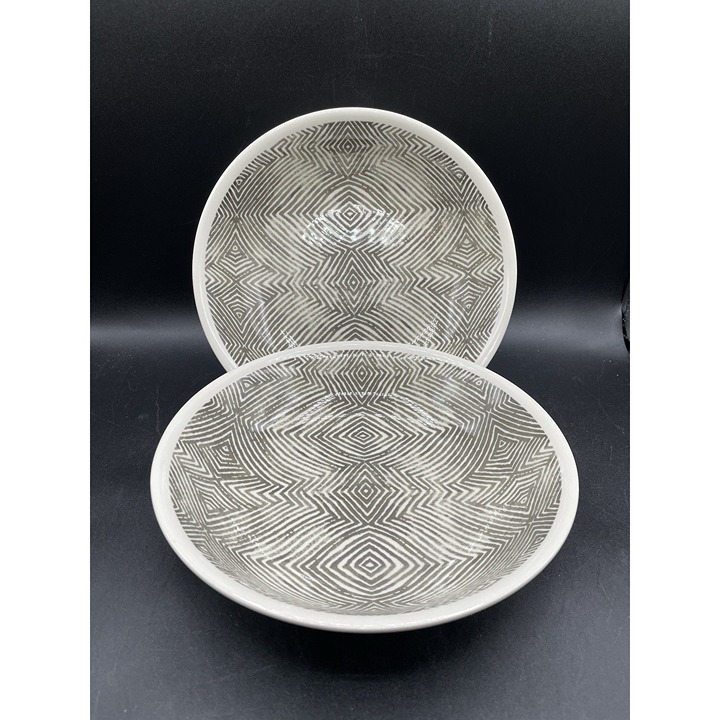 Baum Brothers Dalton Pasta/salad Bowls 9 Black gray white