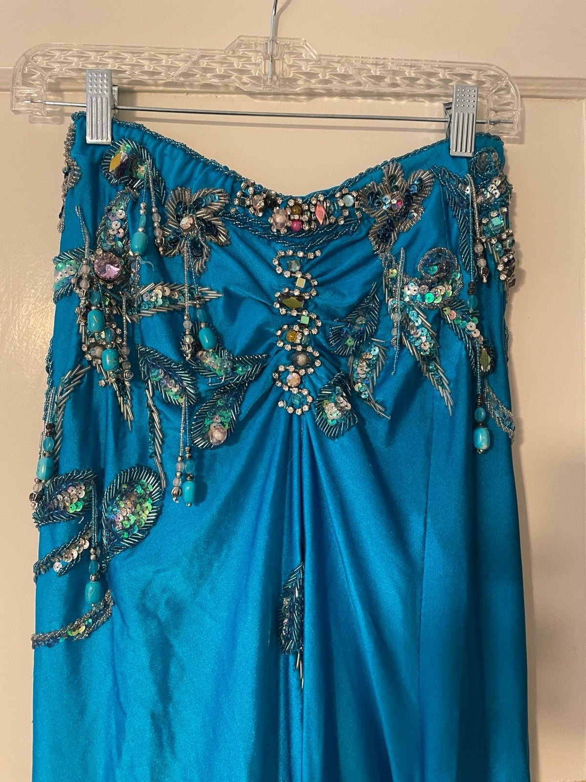 Belly Dance Costume Beaded Skirt Blue