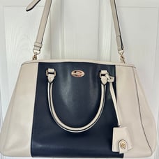 Coach margot satchel in white bone color and blue