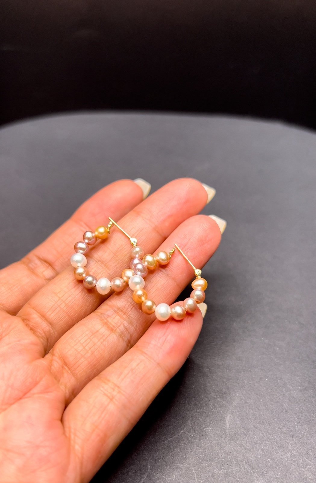 Natural pearl hoop earrings with certificate