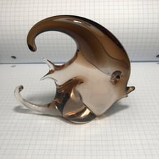 Vintage Paperweight Tropical Fish V. Nason & C. Murano Clear Brown Glass