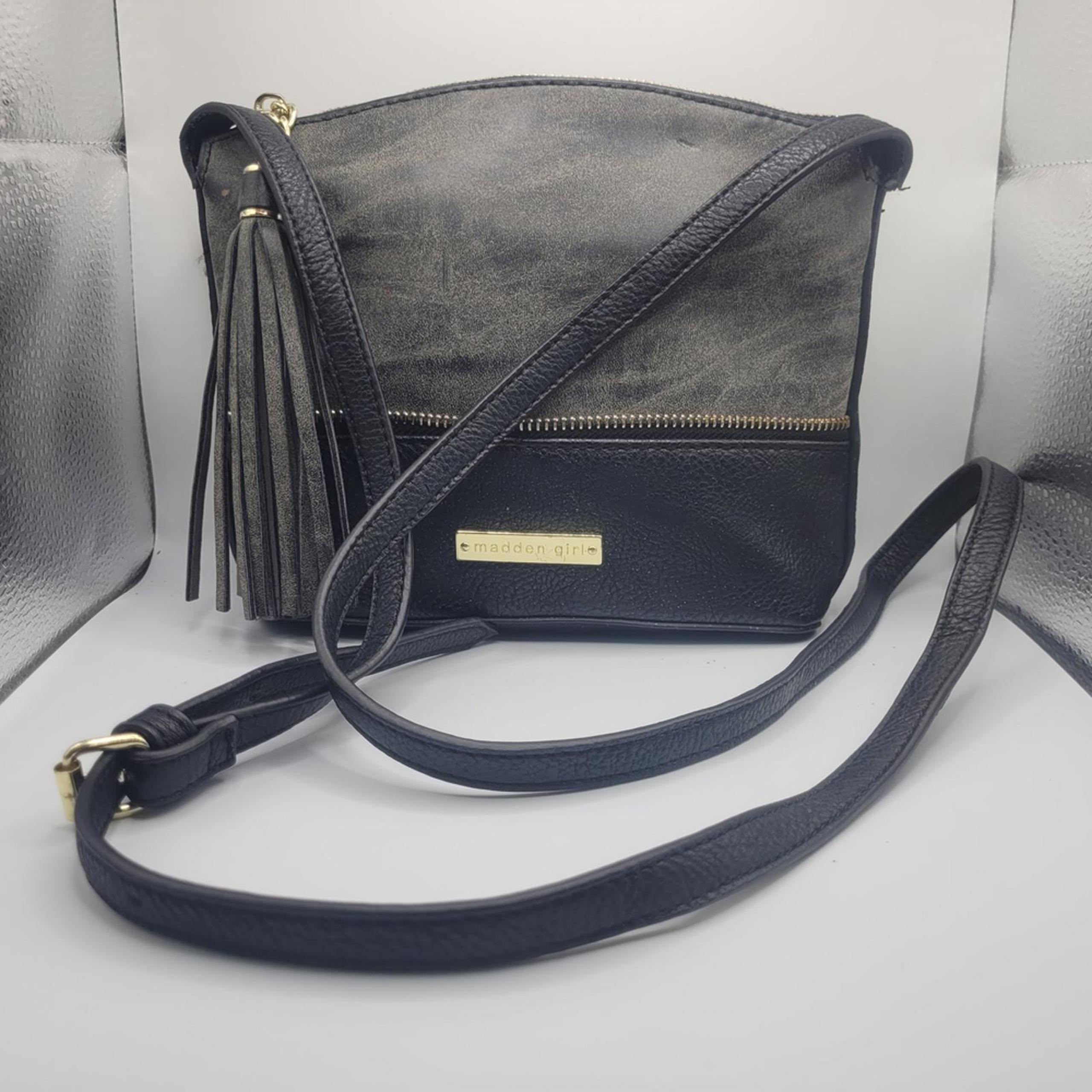 Madden Girl Black Crossbody Bag with Tassel Accent