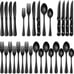 24-Piece Black Silverware Set Food-Grade Stainless Steel