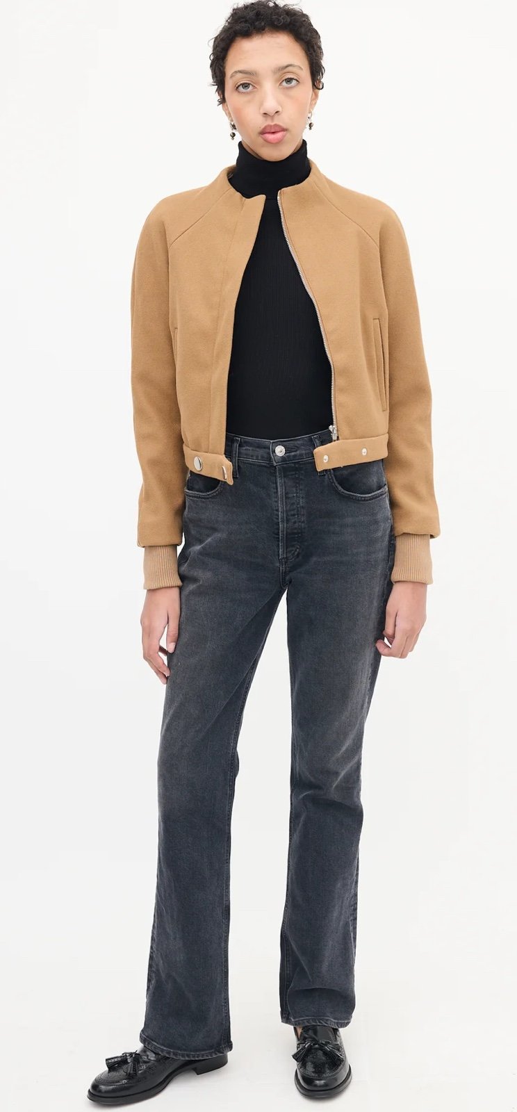 New Women’s Jason Wu brown mock neck bomber jacket size M