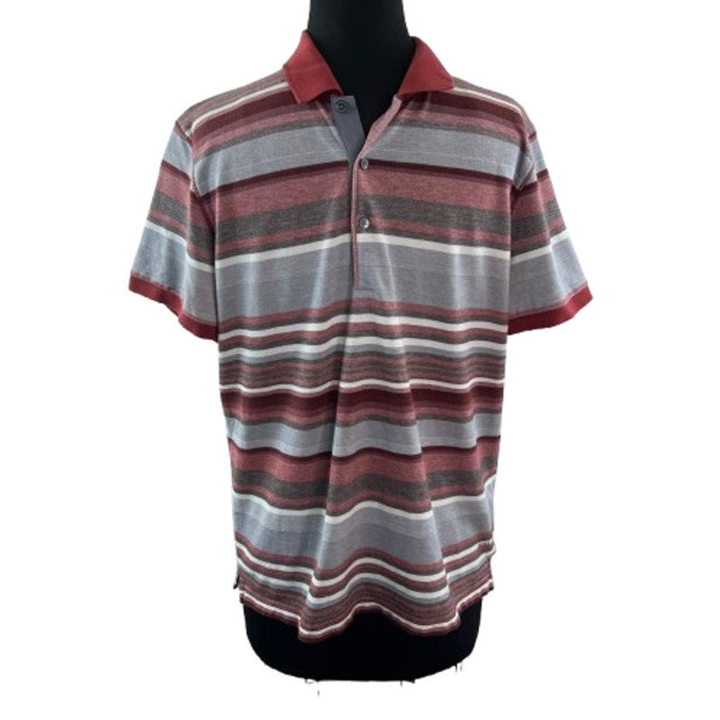 HUGO BOSS Multi Top Striped Collared Short Sleeve Regular Fit Golf Size Large L