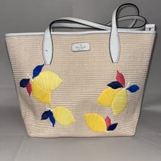 NWT Kate Spade Ash Straw Lemon Zest Large Multi Tote WKRU6715