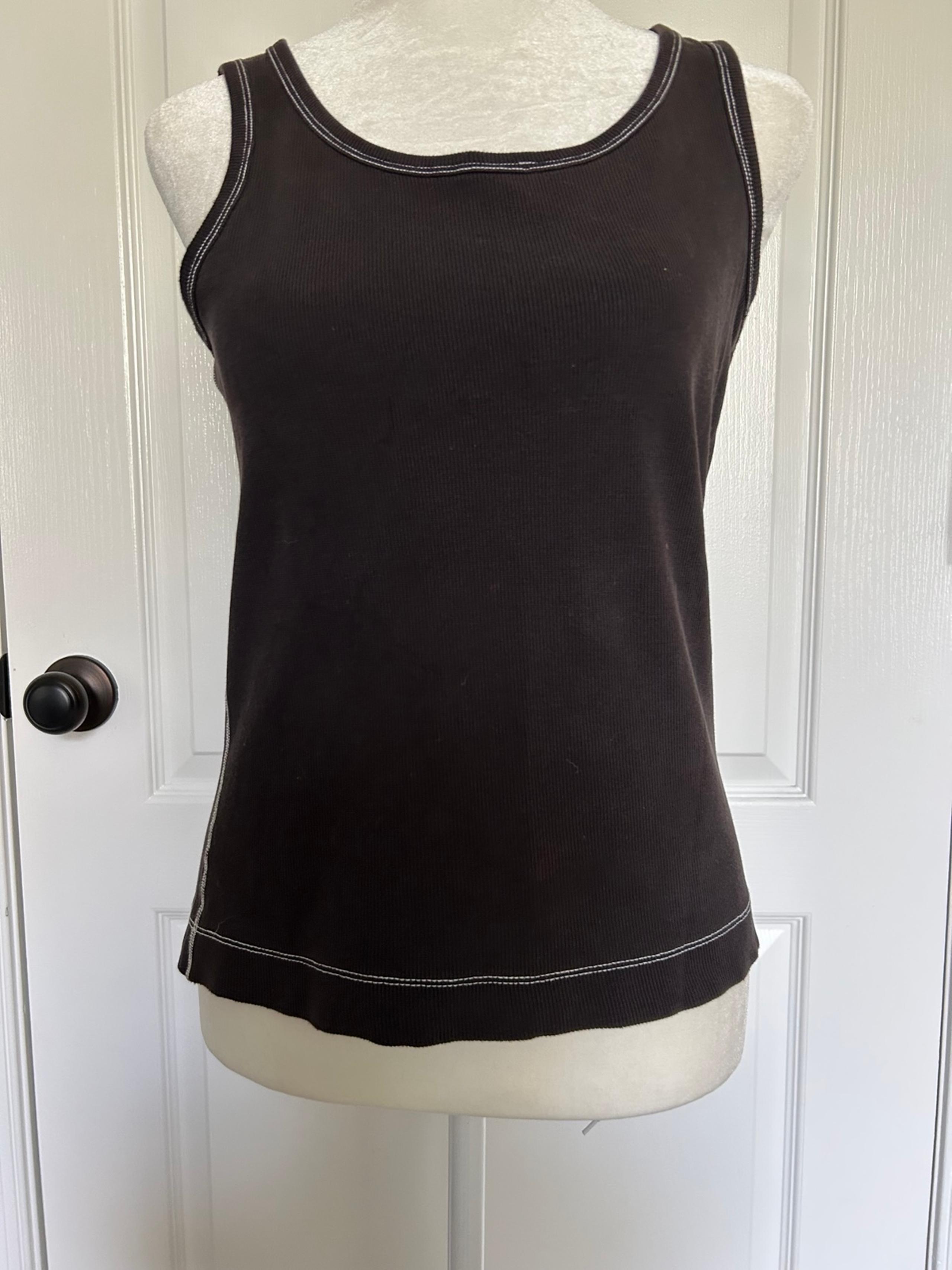 Eddie Bauer Women’s Black With White Trim Cotton Tank Top Size Medium