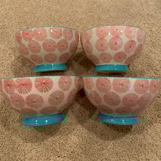 Pioneer Woman Happiness 6” Footed Bowls Flea Market Line Set Of 4 *EUC*. No ch
