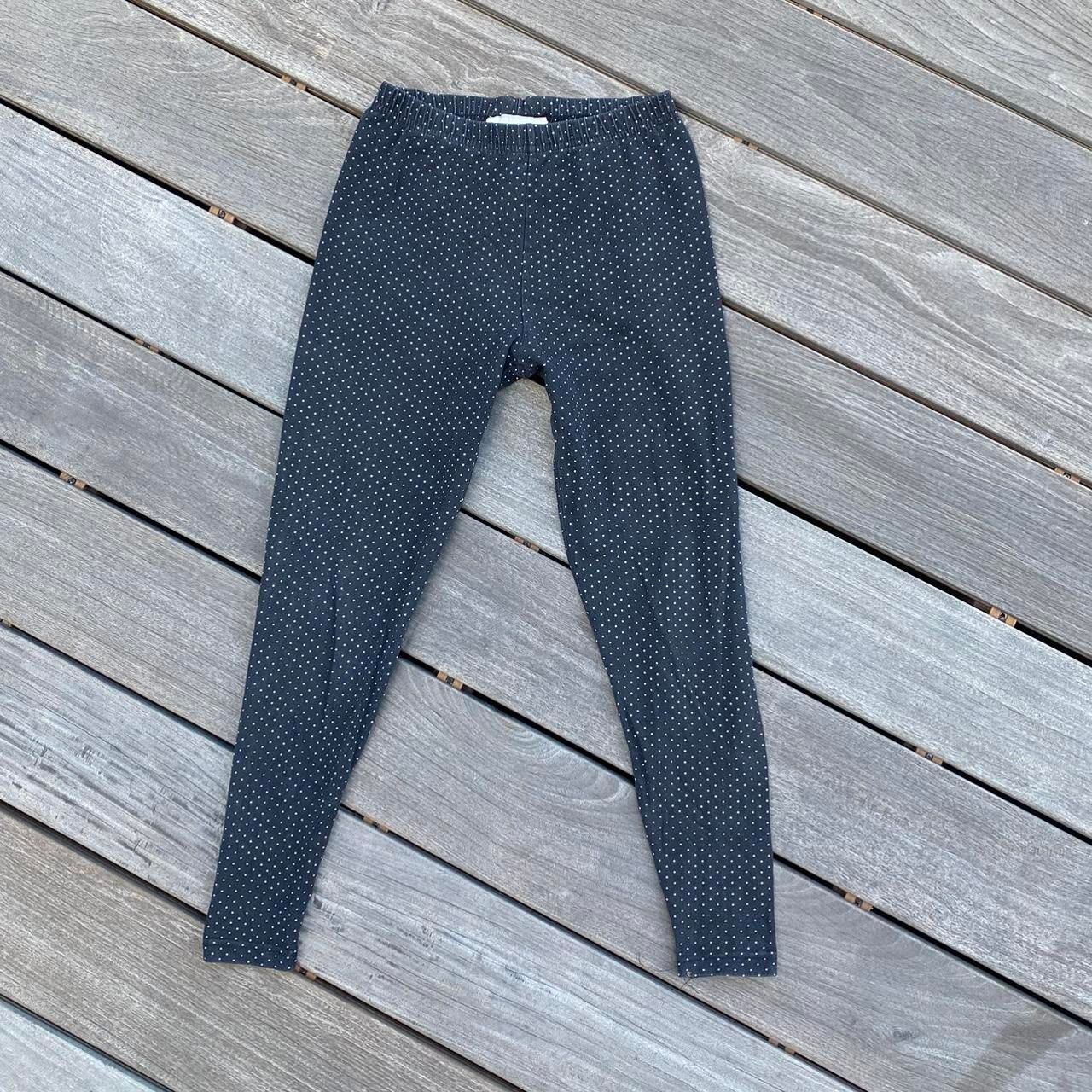 Cute 90s Vintage Tiny Polka Dot Black Cotton Leggings XS Small Womens