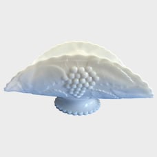Vintage White Milk Glass Banana Stand Footed Fruit Bowl Dish
