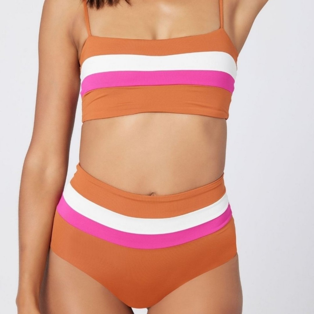 L*Space Rebel Portia Stripe Bikini Swimsuit Set Size M New