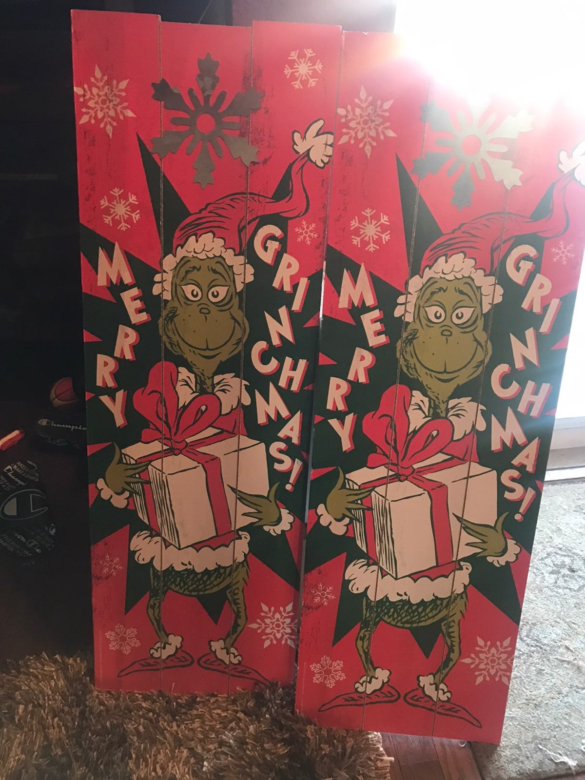 Two Merry Grinchmas christmas signs