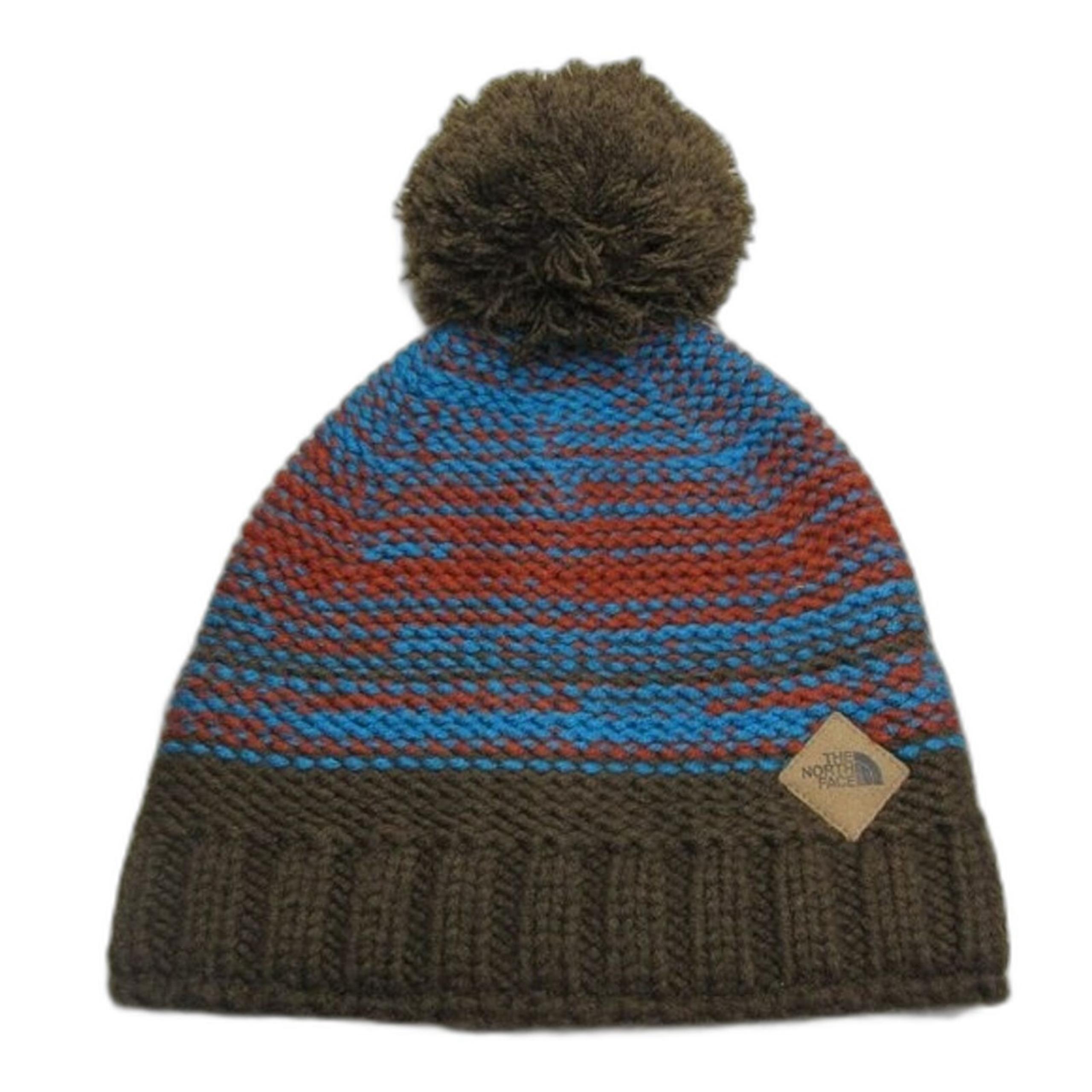 The North Face Women's One Size Brown Pom Pom Knitted Hat VGUC